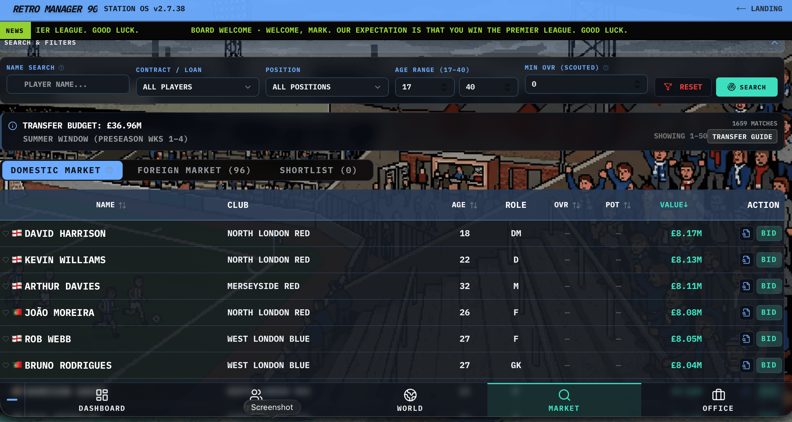 Retro Manager 90 in-game screenshot 6